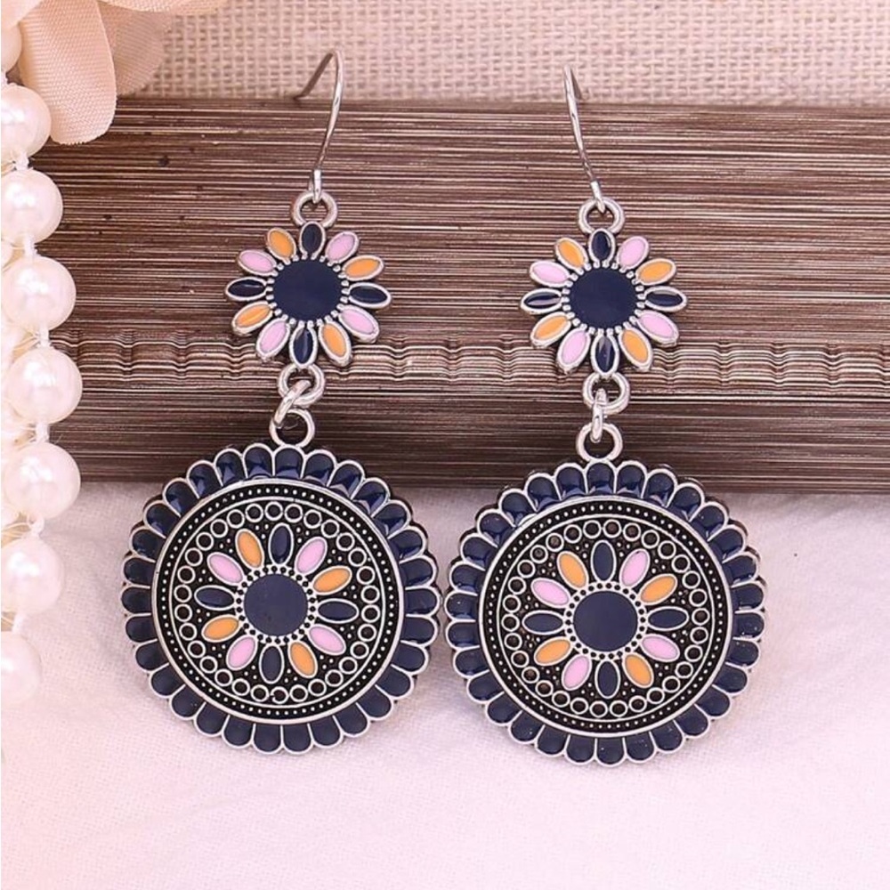 Bohemian Round Flower Drop‎ Earrings